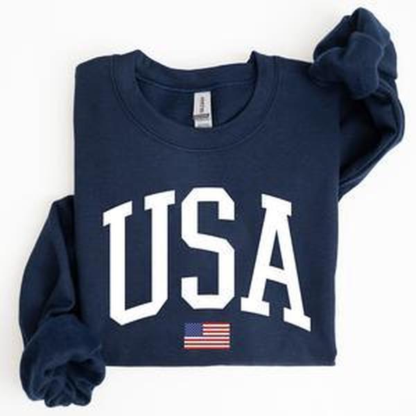 USA Flag, America, Patriotic, 4th of July Sweatshirt, Women's Crew Neck, Crewneck