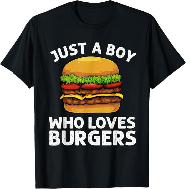 100% Cotton Cool Burger Art For Boys Men Hamburger Cheeseburger Lover T-Shirt