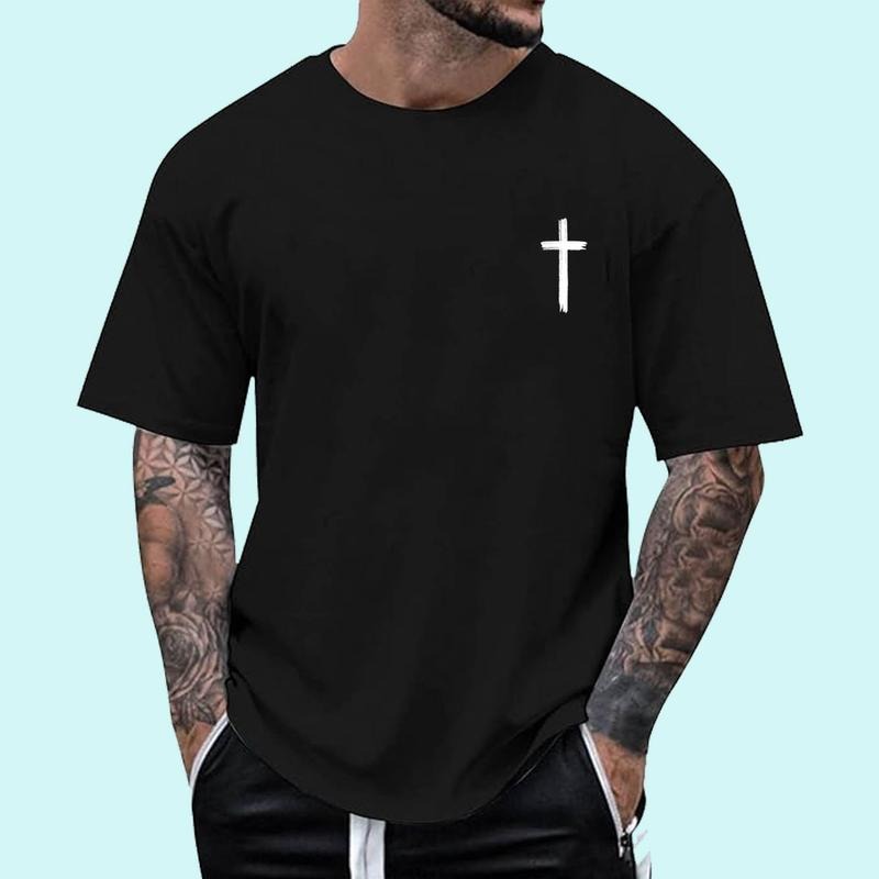 [100% Cotton Shirt] Small Cross Subtle Christian Minimalist Religious Faith Unisex T-Shirt