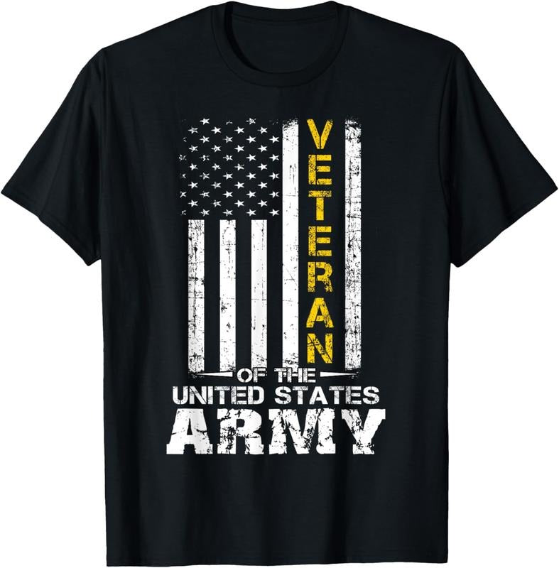 100% Cotton Veteran of United States US Army veteran Gold T-Shirt