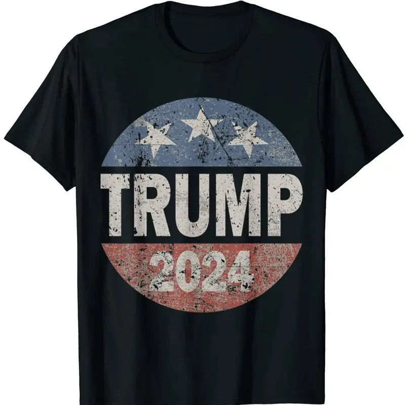 2024 Trump, Save America Again USA Flag T-shirt Trump 45 Casual Graphics Tops Summer Gift Tee Black X-Large Graphic Tee Tops Underwear Crewneck Menswear T Shirt