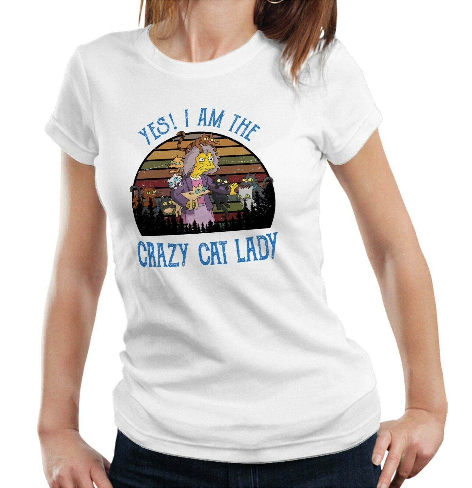 Yes I Am The Crazy Cat Lady Tshirt Ladies