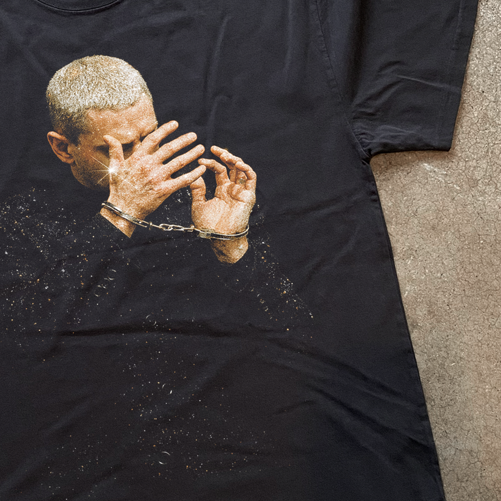 'EM CUFFS' HEAVYWEIGHT FADED BLACK T-SHIRT