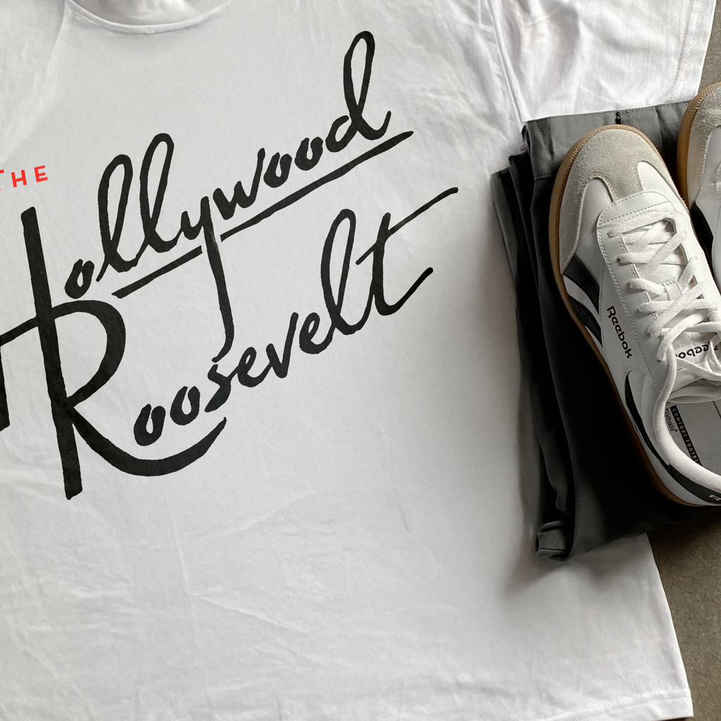 'HOLLYWOOD ROOSEVELT' HEAVYWEIGHT WHITE T-SHIRT