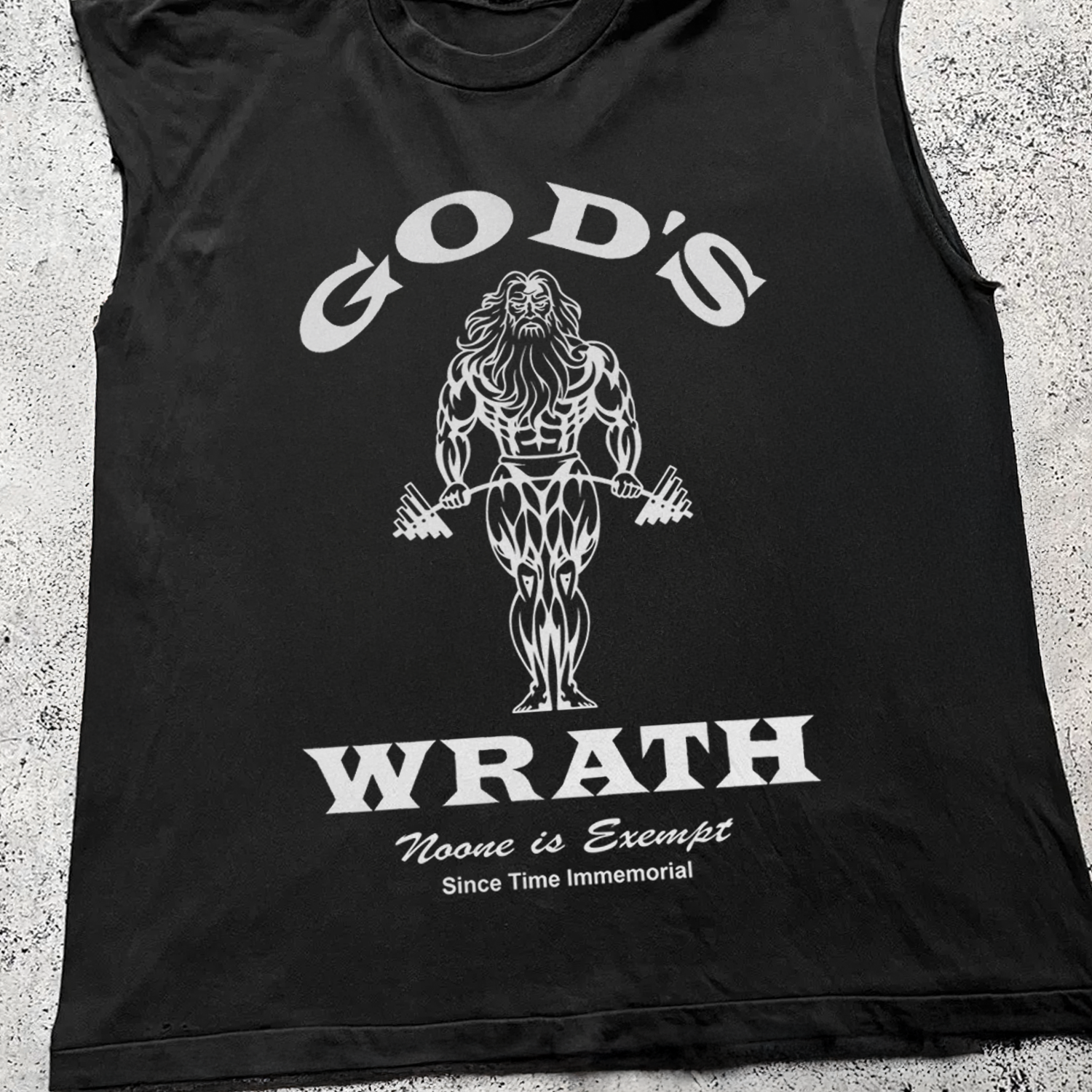 'GOD'S WRATH' CUT-OFF GYM BLACK TEE