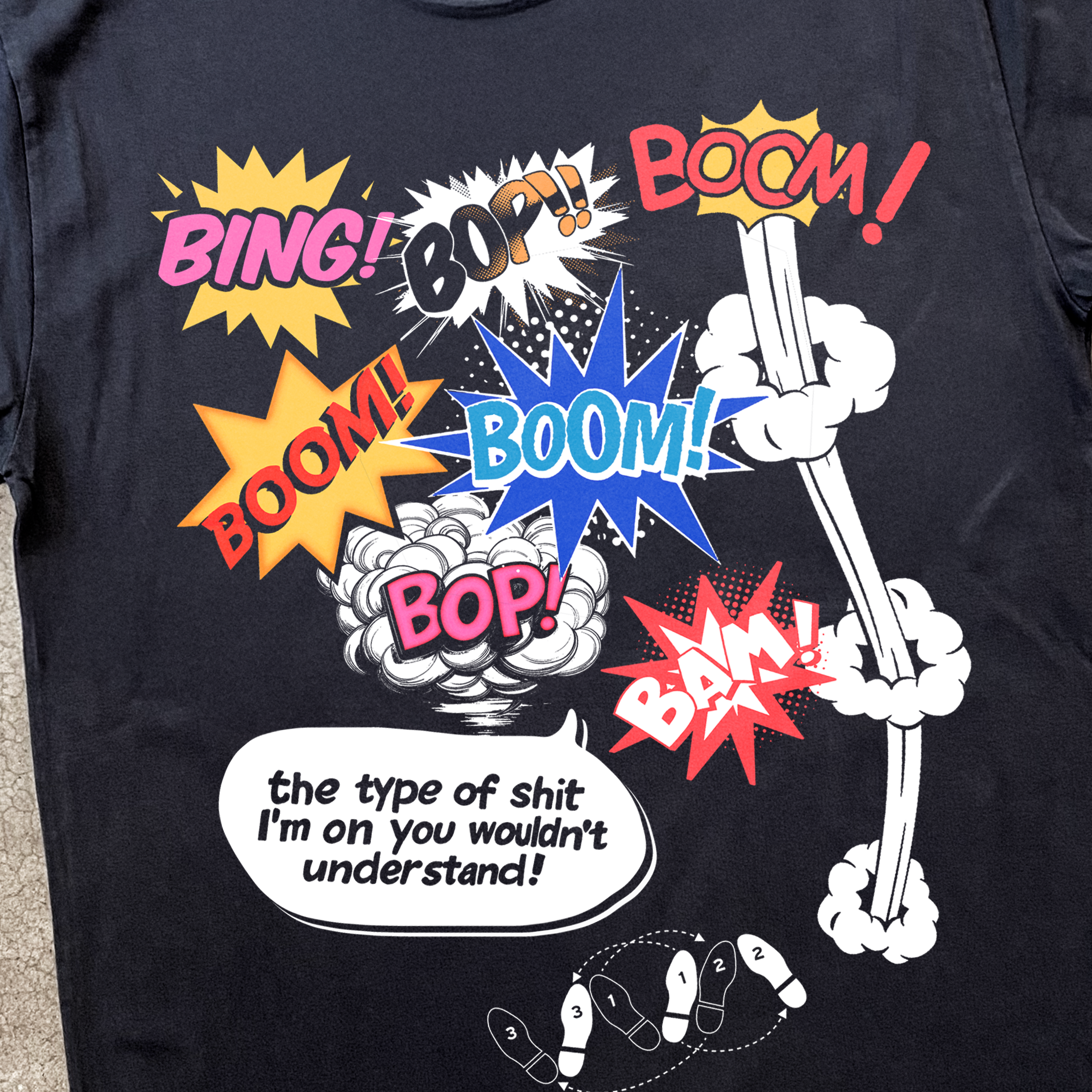 'BING, BOP, BOOM, BAM' PEEK-A-BOO HEAVYWEIGHT BLACK T-SHIRT