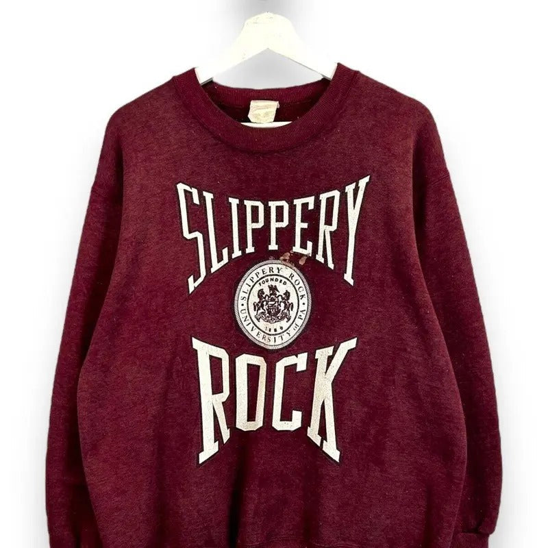 Vintage 80s/90s Slippery Rock NCAA Collegiate Crest Graphic Sweatshirt Size XL