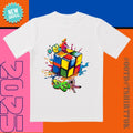 'Neon Rubik' 3D Printed Tee | Color-Splash Design & Embossed Details | Trendy All-Day Style for Streetwear/Date Night/Active Life