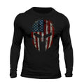 American Spartan Patriotic USA Flag Men's Long Sleeve T-Shirt Casual Classic