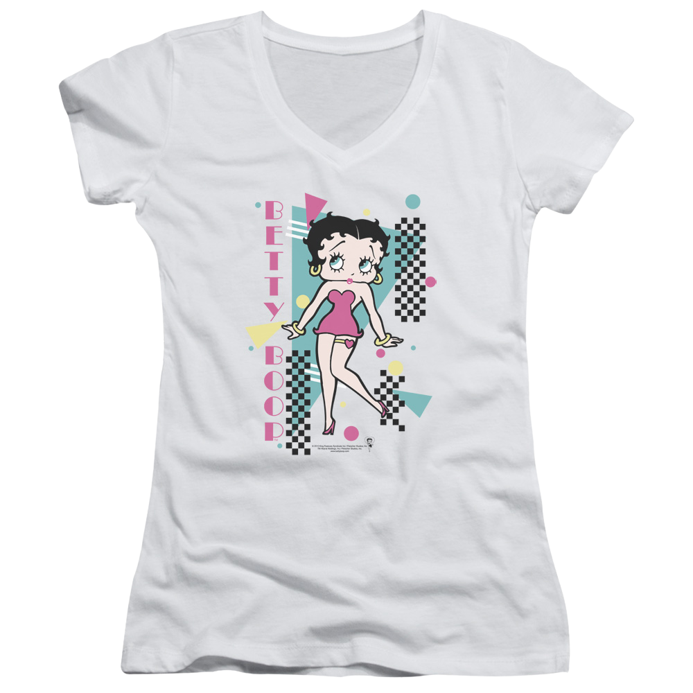 Betty Boop Booping 80s Style - Juniors V-Neck T-Shirt
