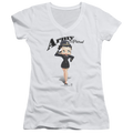 Betty Boop Army Boop - Juniors V-Neck T-Shirt