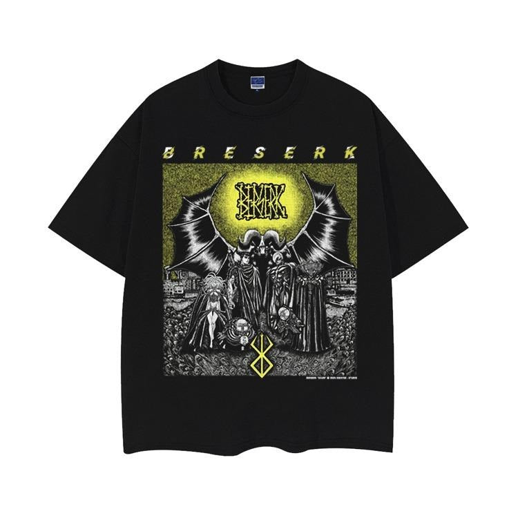Berserk "Apostles" Heavyweight Vintage Tee 100% Cotton OVERSIZED Anime T-shirt Menswear Top Crew Necks Tshirt Casual Streetwear Crewneck Tropical Shortsleeve Baggy