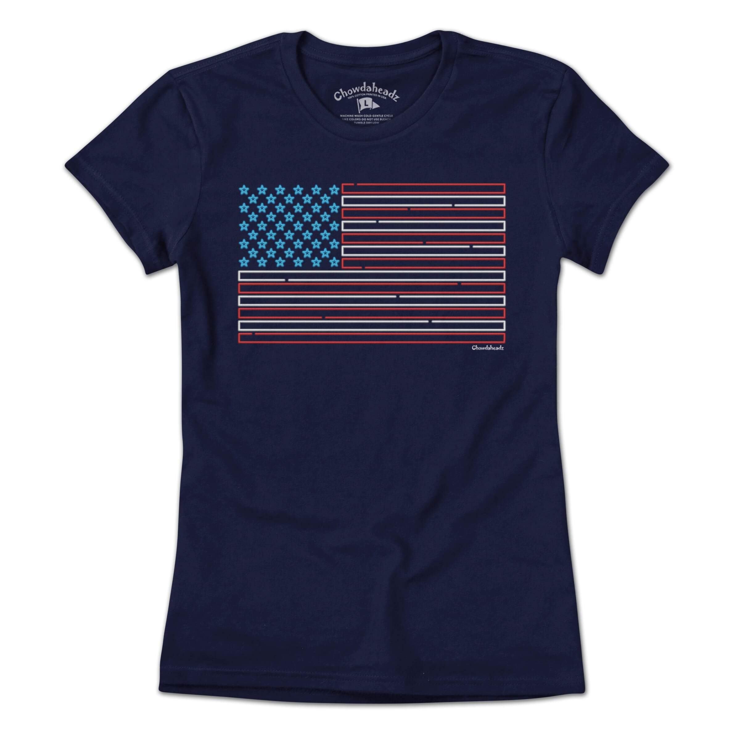 USA Flag Neon Sign T-Shirt