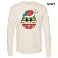 CRAZY Christmas Happy Face Long Sleeve Comfort Colors T-Shirt 'NLB'