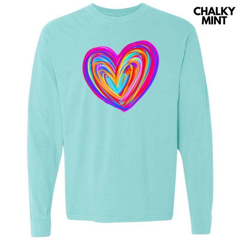 Color Crazy Heart Long Sleeve Comfort Colors T-Shirt 'NLB'
