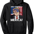 Donald Trump Merica American Flag Hoodie | Unisex Hooded Sweatshirt