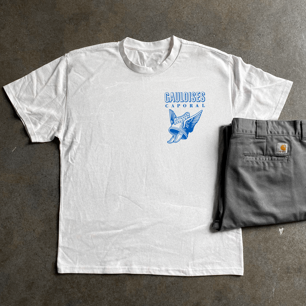 'GAULOISES CIGARETTES' BOX HEAVYWEIGHT WHITE T-SHIRT