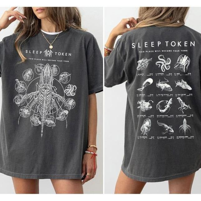 Limited Vintage Sleep Token Double Sides T-shirt This Place Will Become Your Tomb Tee, Gifts For Fan Men Women Casual Top for Unisex