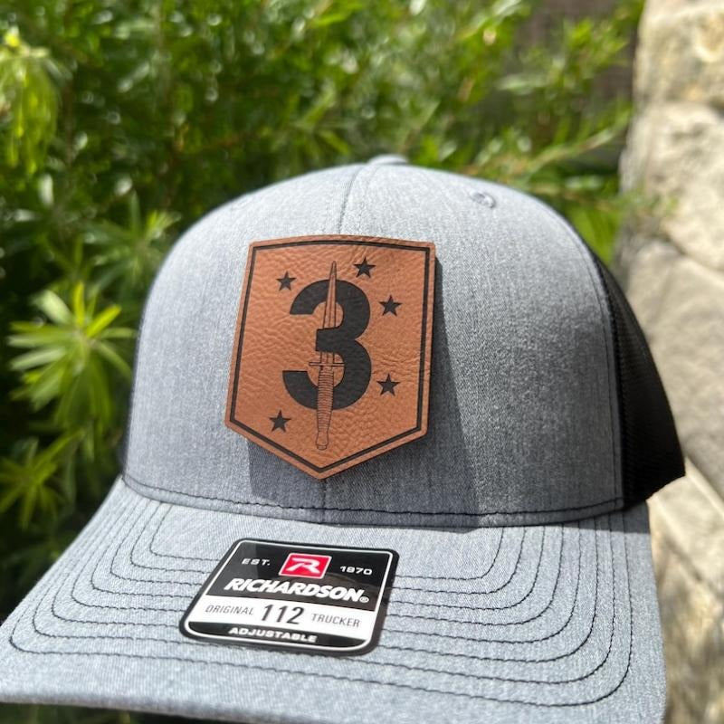 MARSOC 3rd Marine Raider Battalion Leather Hat Patch Richardson Hat Mesh Back Snap Back | Salty Vet |