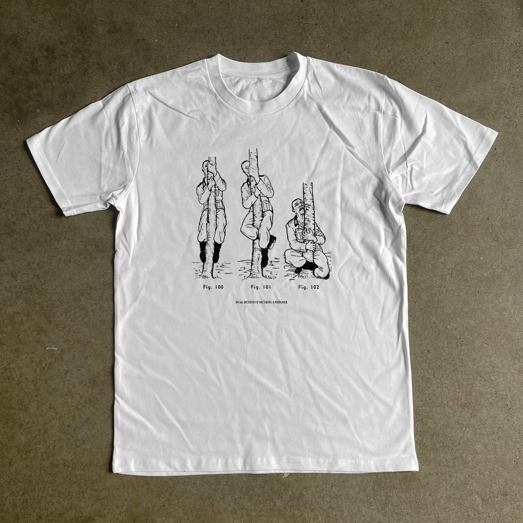 'HOW TO SECURE A PRISONER' HEAVYWEIGHT WHITE T-SHIRT