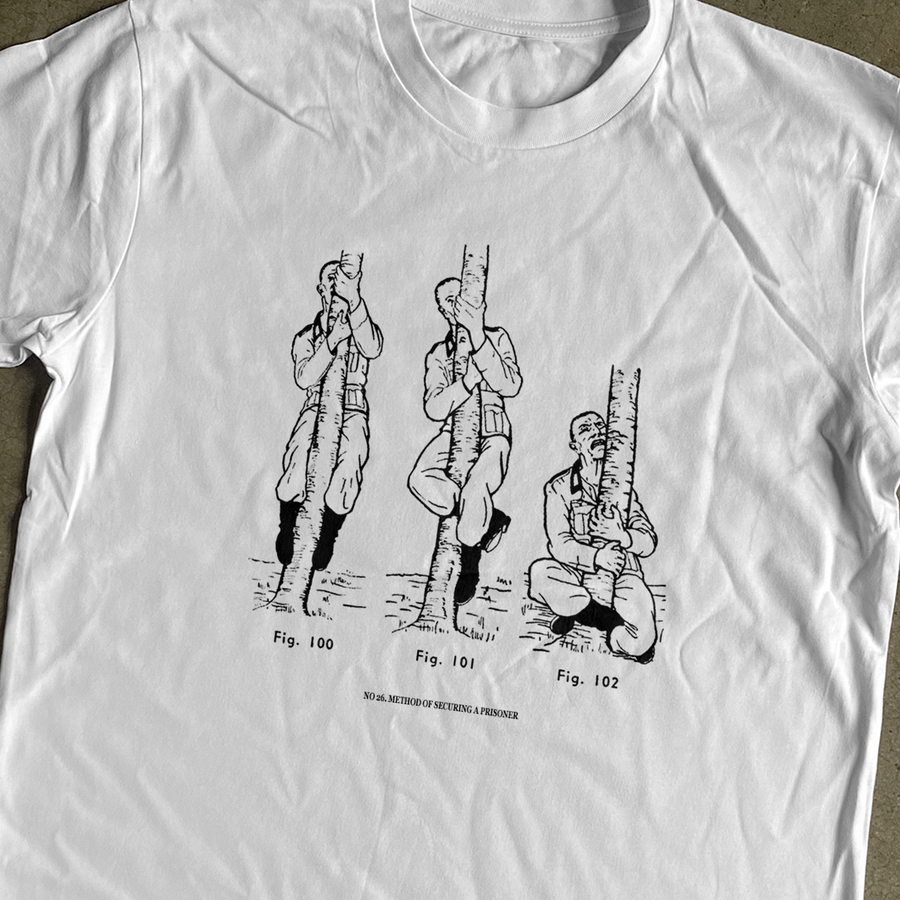 'HOW TO SECURE A PRISONER' HEAVYWEIGHT WHITE T-SHIRT