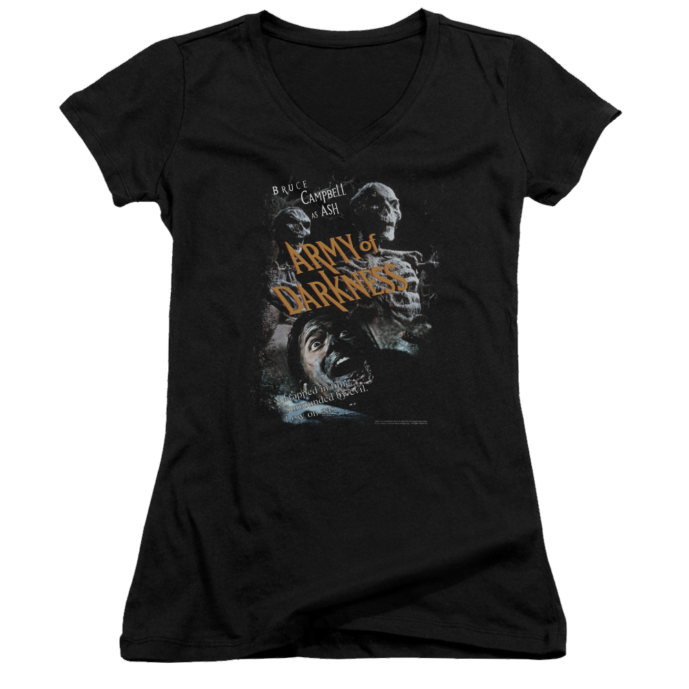 Army Of Darkness Covered - Juniors V-Neck T-Shirt