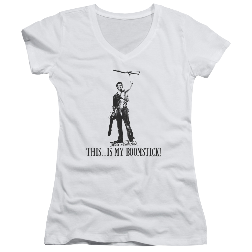 Army Of Darkness Boomstick! - Juniors V-Neck T-Shirt