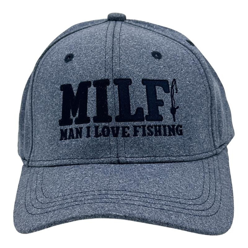 MILF Man I Love Fishing Hat Funny Sarcastic Fisherman Graphic Baseball Cap Funny Hats Sarcastic  Funny Fishing  Novelty Caps for Men Blue - Standard
