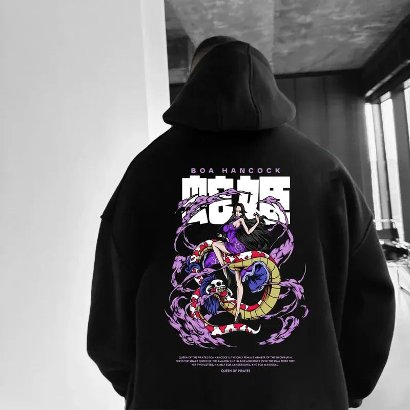Manga Anime OP All Character Black Color Hoodie - Iconic Anime Graphic Hoodie- Gear 5 Hoodie, Punny Cartoon Hoodie, Japanese Anime 90s Graphic Hoodie, Anime Hoodie Tops Classic Menswear