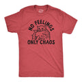 Mens No Feelings Only Chaos T Shirt Funny Crazy Insane Attacking Kitten Joke Tee For Guys Mens Funny T Shirts Cool Tees Soft Stylish Casual Menswear Sarcastic Apparel for Men Funny Cat Short Sleeve Red -