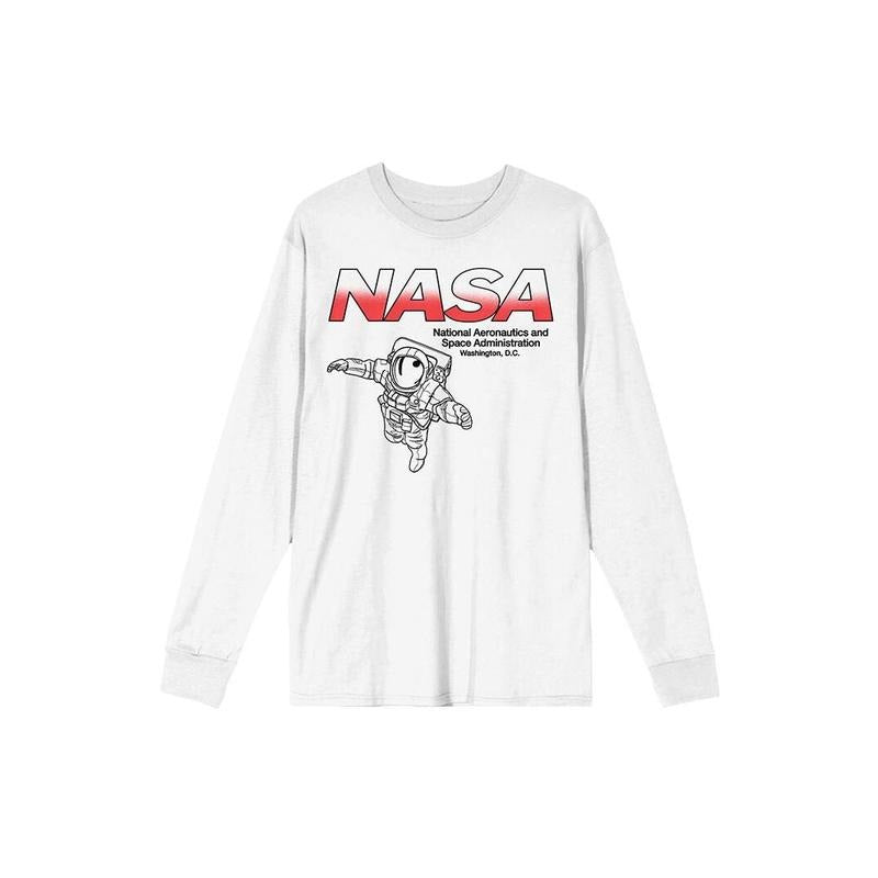 PacSun Men's NASA Red & White Logo Long Sleeve T-Shirt - Multicolor