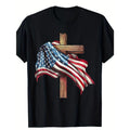 Patriotic, American Flag Cross Jesus T-Shirt, Men's T-Shirt made in usa