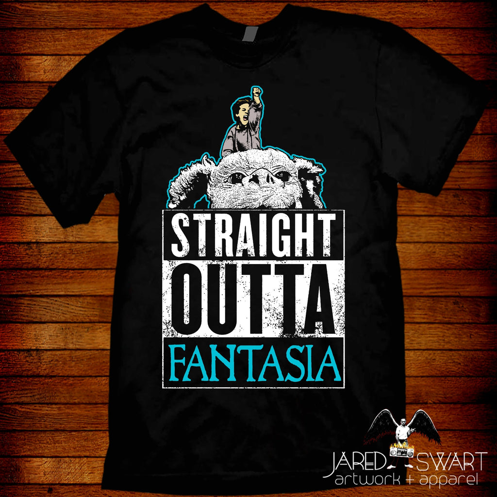 NeverEnding Story 80s movie t-shirt funny pop-art parody Straight Outta Fantasia