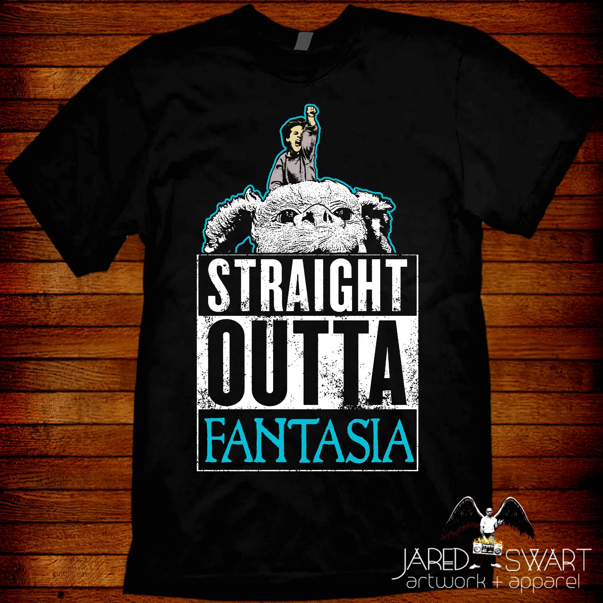 NeverEnding Story 80s movie t-shirt funny pop-art parody Straight Outta Fantasia