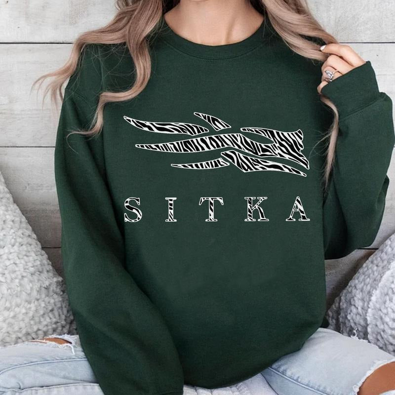 Sitka Zebra Pattern Print Logo Unisex Crewneck Sweater, Sitka Hunting but in Zebra Pattern T-Shirt, Gift for Her