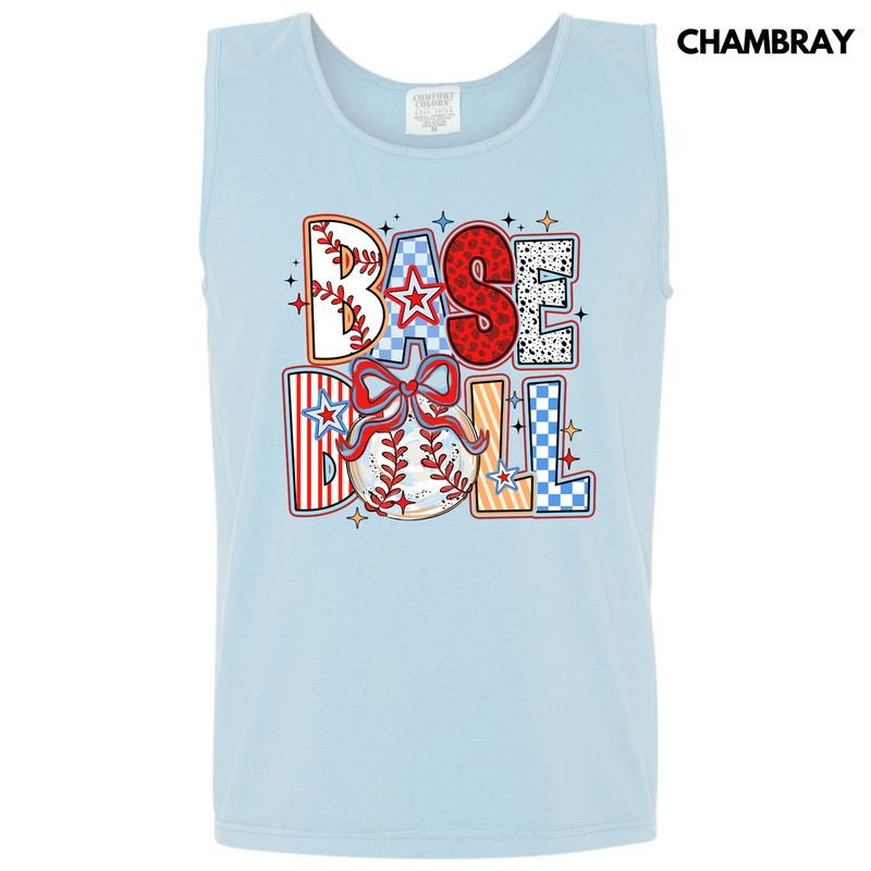 Tank Top -Baseball Crazy Pattern Comfort Colors Tank Top 'NLB'