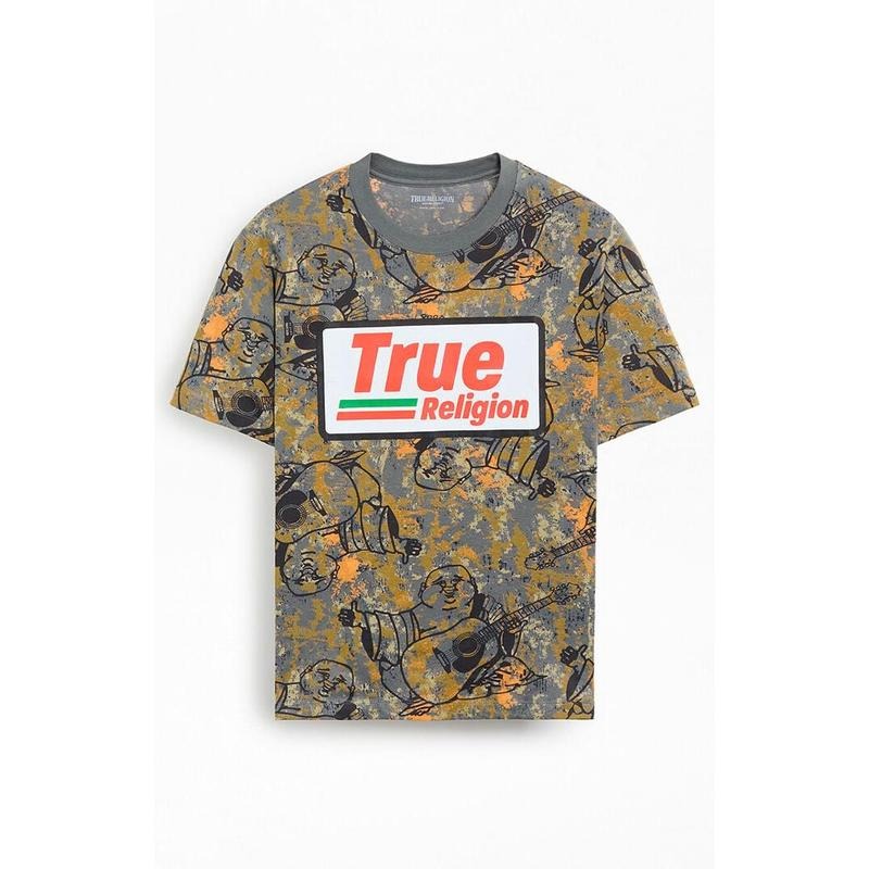 True Religion Men's Buddha Camo Logo T-Shirt - Multicolor
