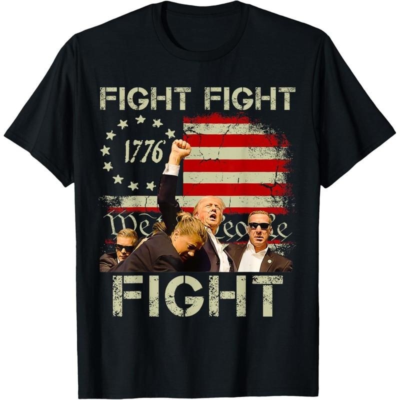 Trump Fight Fight Fight Trump Signals To Americans to Fight T-Shirt made in usa