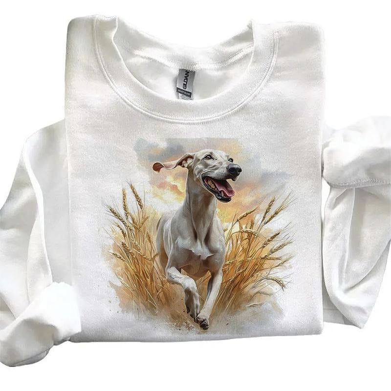 Watercolor Greyhound Dog Sweatshirts Independence Day Retro 4th of July and National Hunting Day 1 Cotton Womenswear