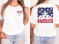 Western America Flag Shirt, Cowgirl Skull Shirt, Wild West Tshirt, Red White and Blue Tee, USA Flag Bull Skull Shirt, 4th of July Shirt