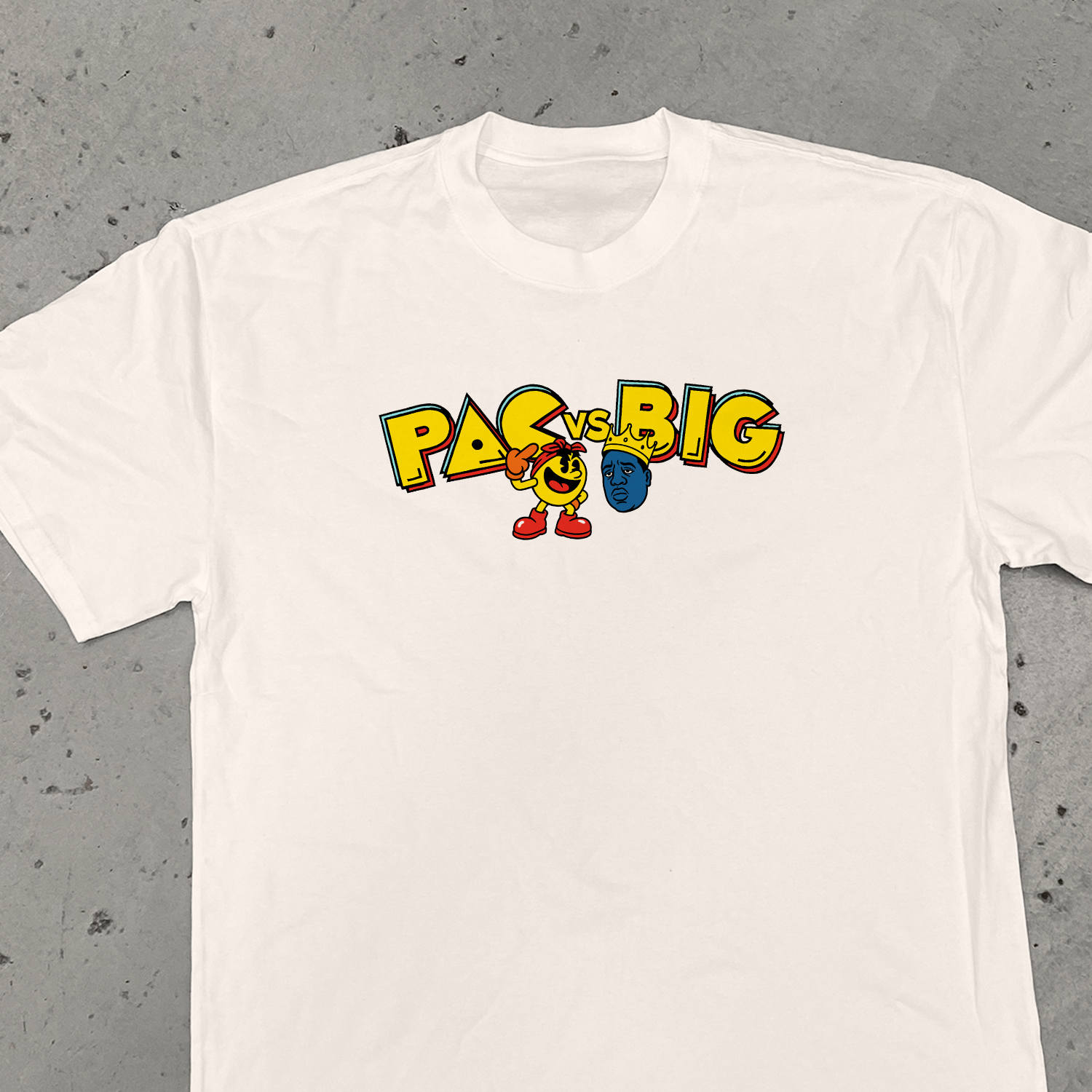 'PAC-vs-BIG' HEAVY FADED BONE T-SHIRT
