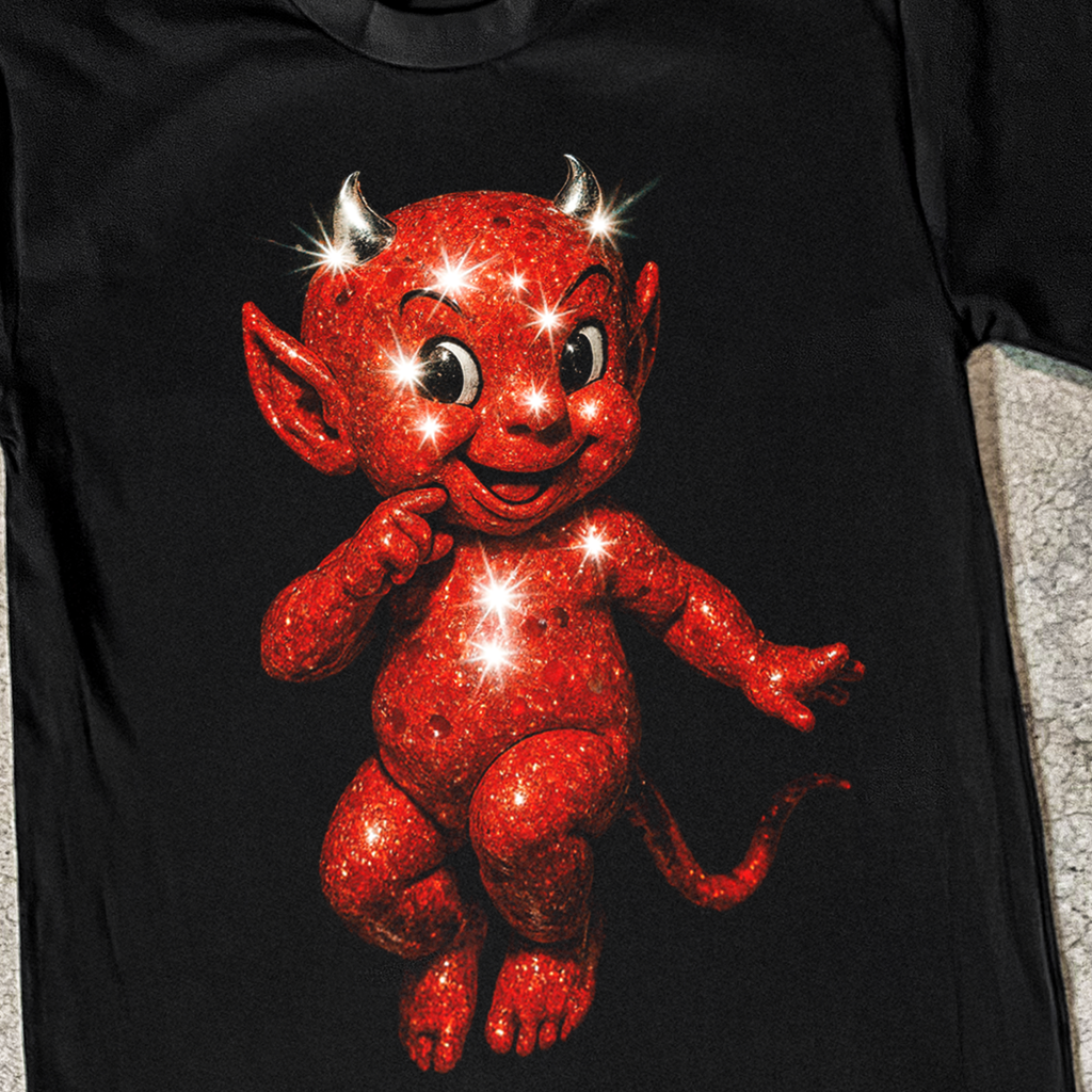 'HOT STUFF' SPARKLE HEAVY BLACK T-SHIRT