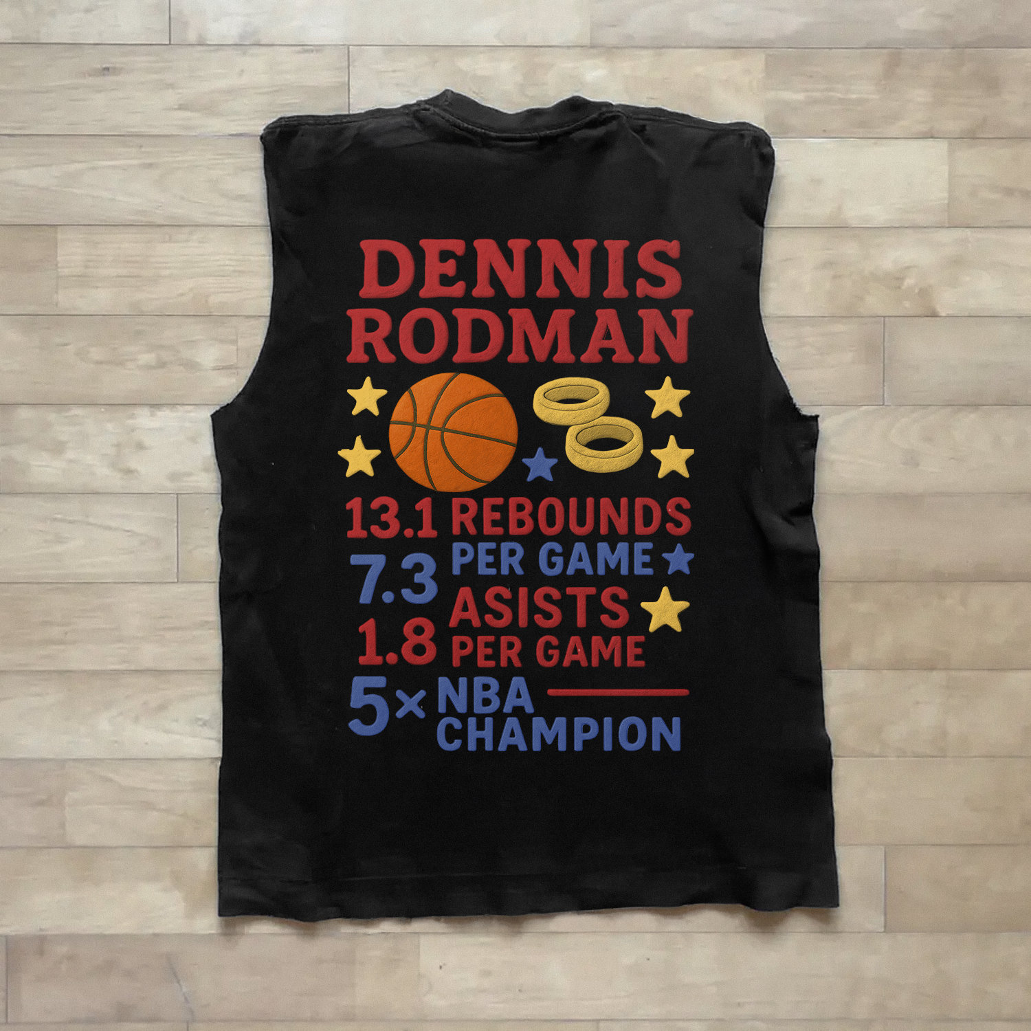 'CLAY RODMAN' HEAVY BLACK CUT-OFF TEE