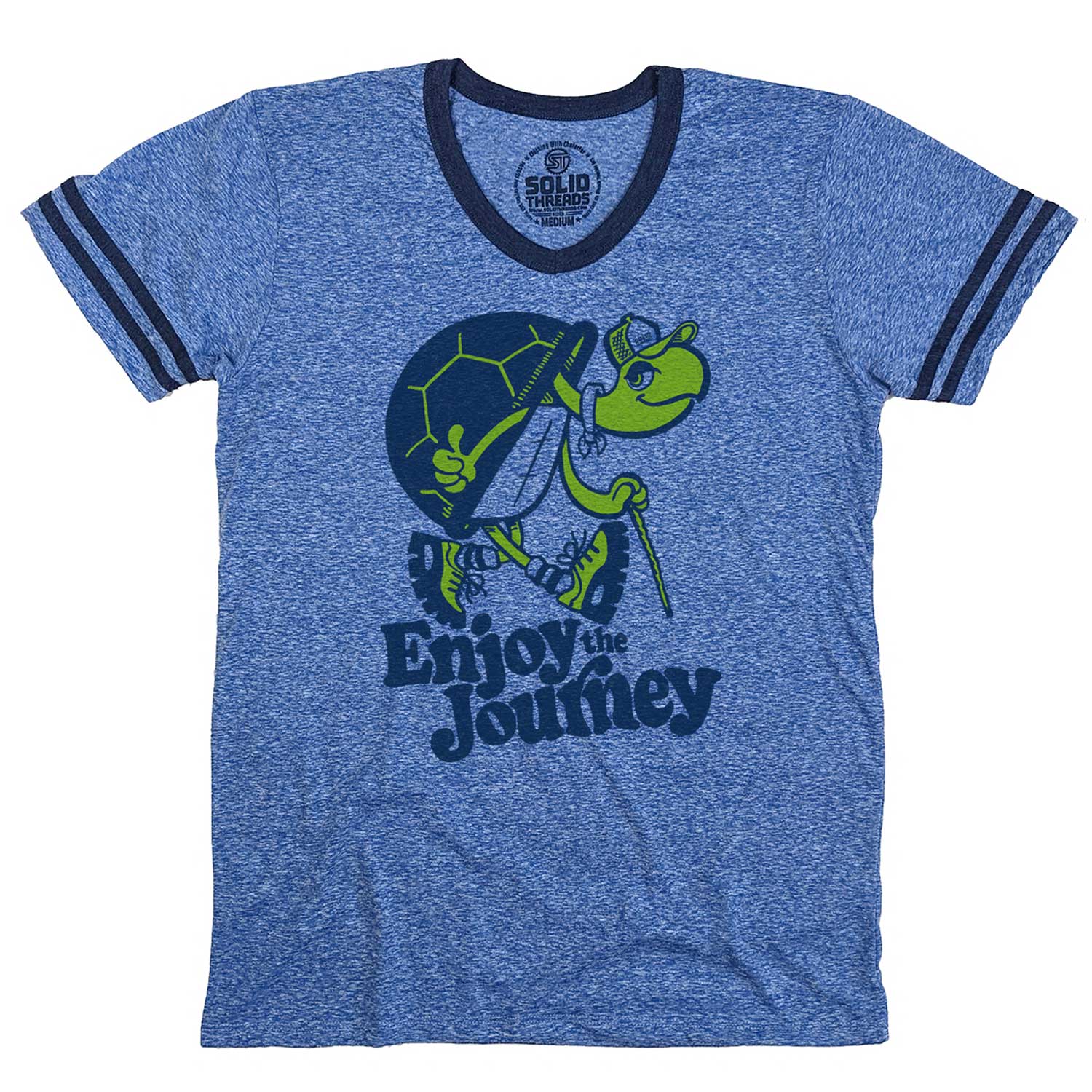 Turtle Enjoy the Journey Ringer V-Neck Tee