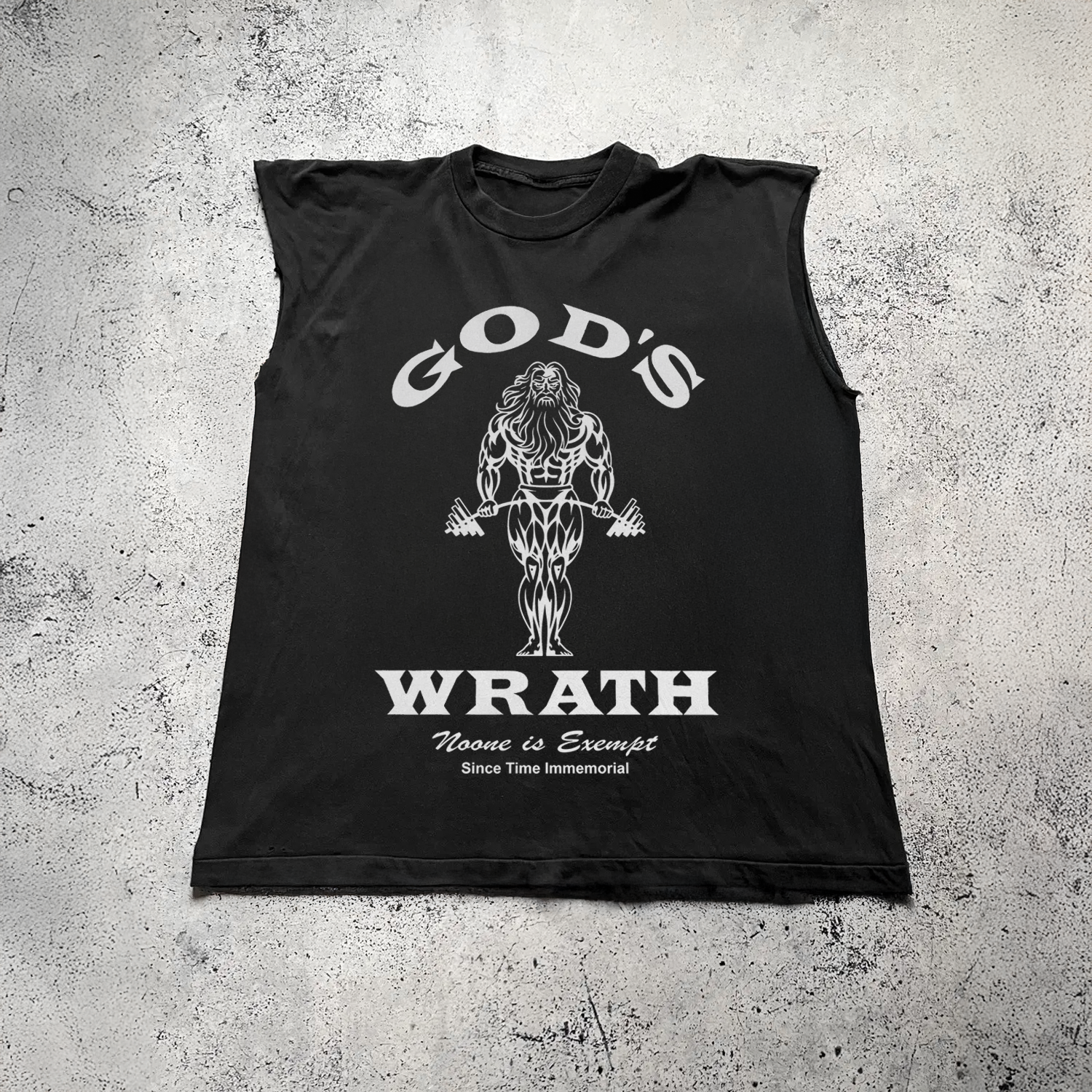 'GOD'S WRATH' CUT-OFF GYM BLACK TEE