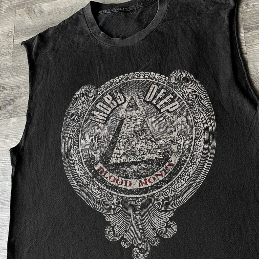 '06 MOBB DEEP 'BLOOD MONEY' ALBUM BLACK CUT-OFF TEE