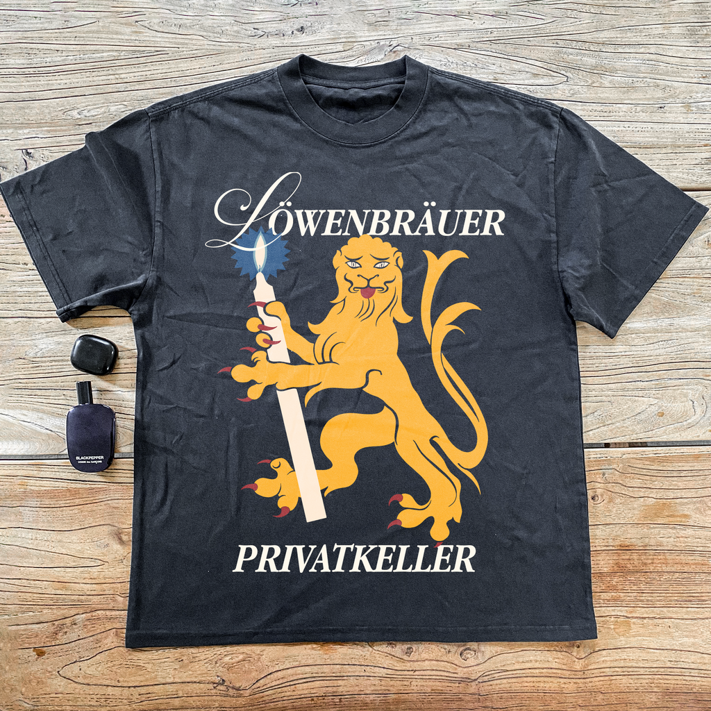 'LOWENBRAUER' PRIVATE CELLER HEAVY FADED BLACK T-SHIRT