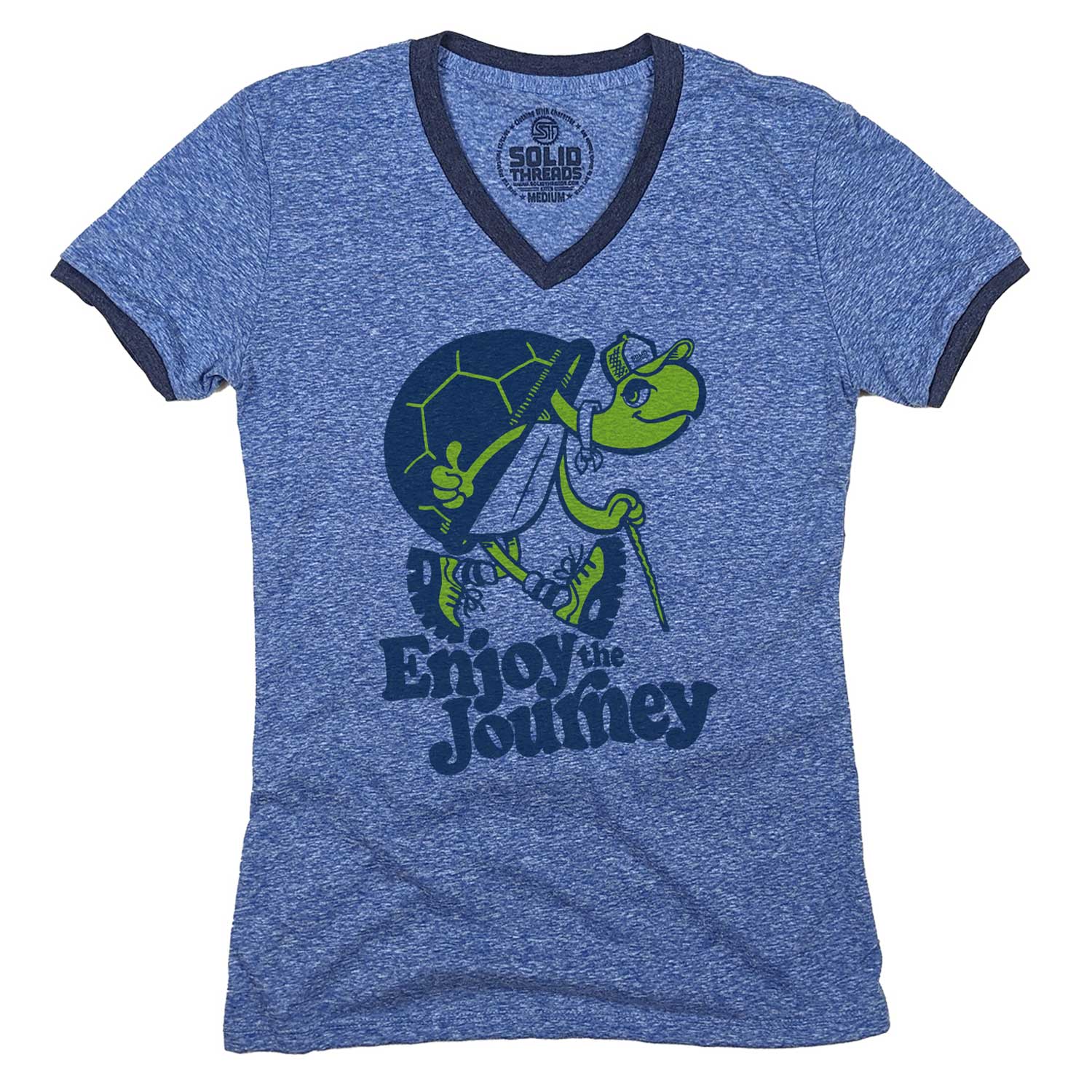 Women's Turtle Enjoy the Journey Ringer V-Neck Tee