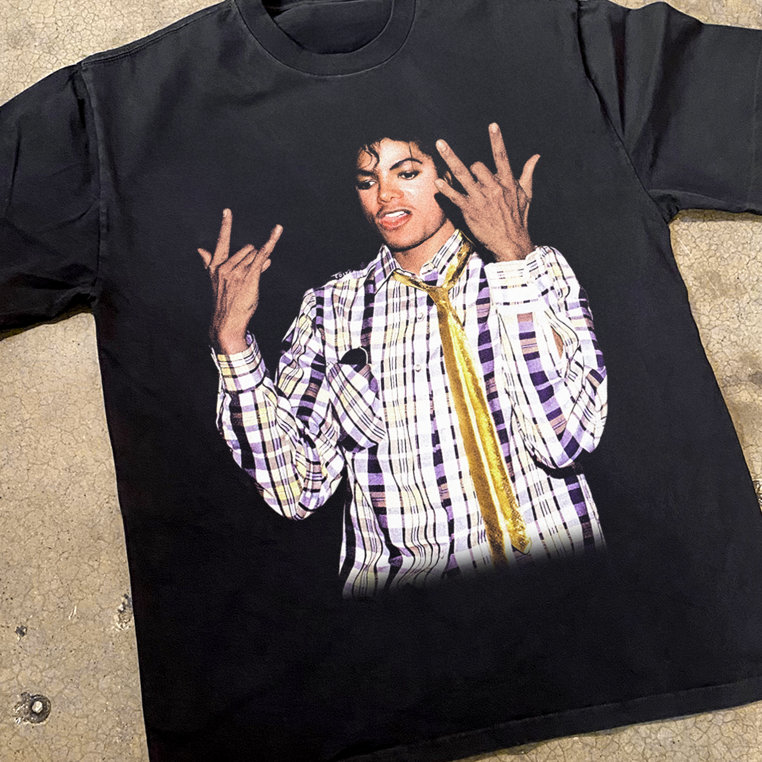 80s MJ 'THROW IT UP' HEAVY FADED BLACK TEE
